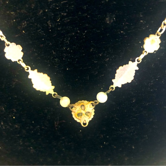 Blue Enamel Floral Necklace Vintage - Picture 3 of 4